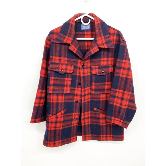 Pendleton Vintage 2 Flap Pocket 100% Virgin Wool Plaid Button Up Jacket Size M - Picture 1 of 8